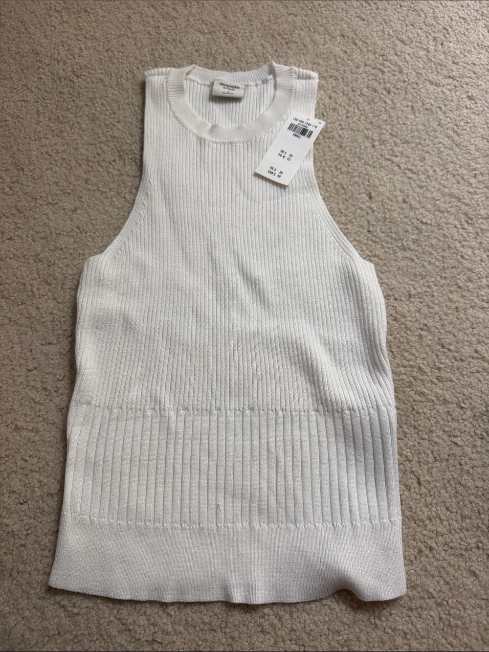 Abercrombie and fitch White Ribbed Knit Tank Top